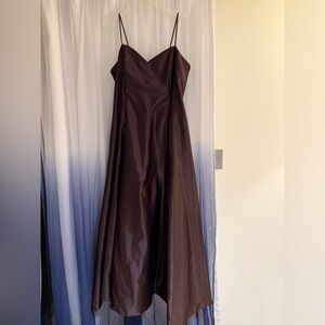 Brown satin spaghetti strap dress, Jessica McClintock, size 14